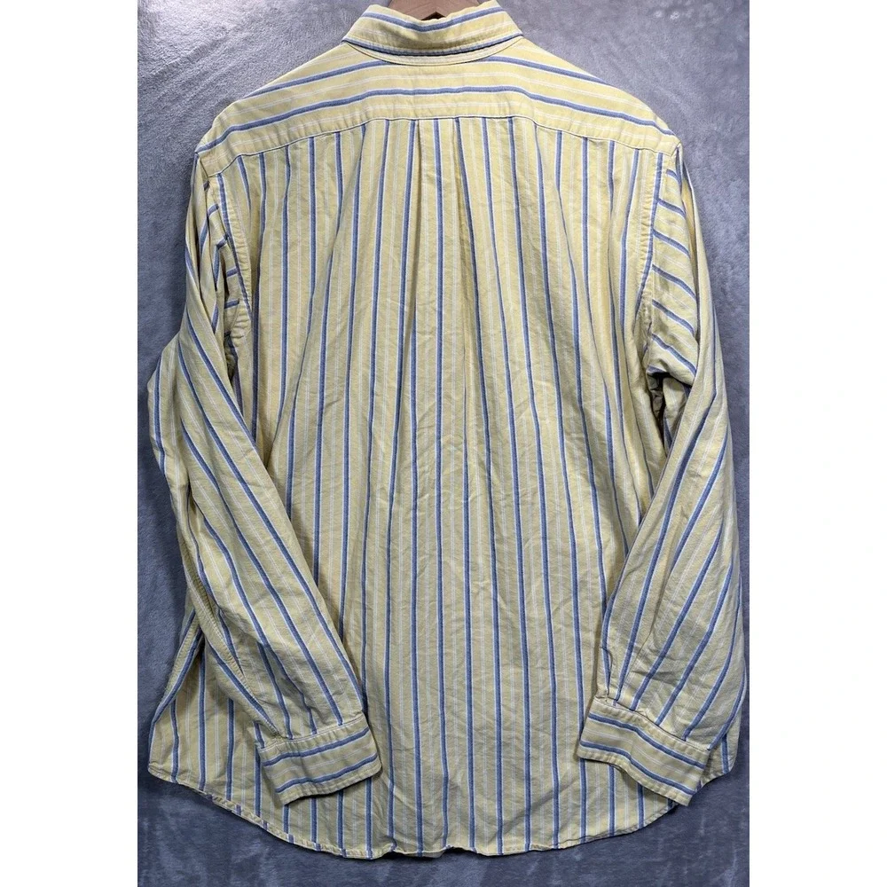 Ralph Lauren Shirt Mens XL Yellow Classic Fit Striped Long Sleeve Vintage